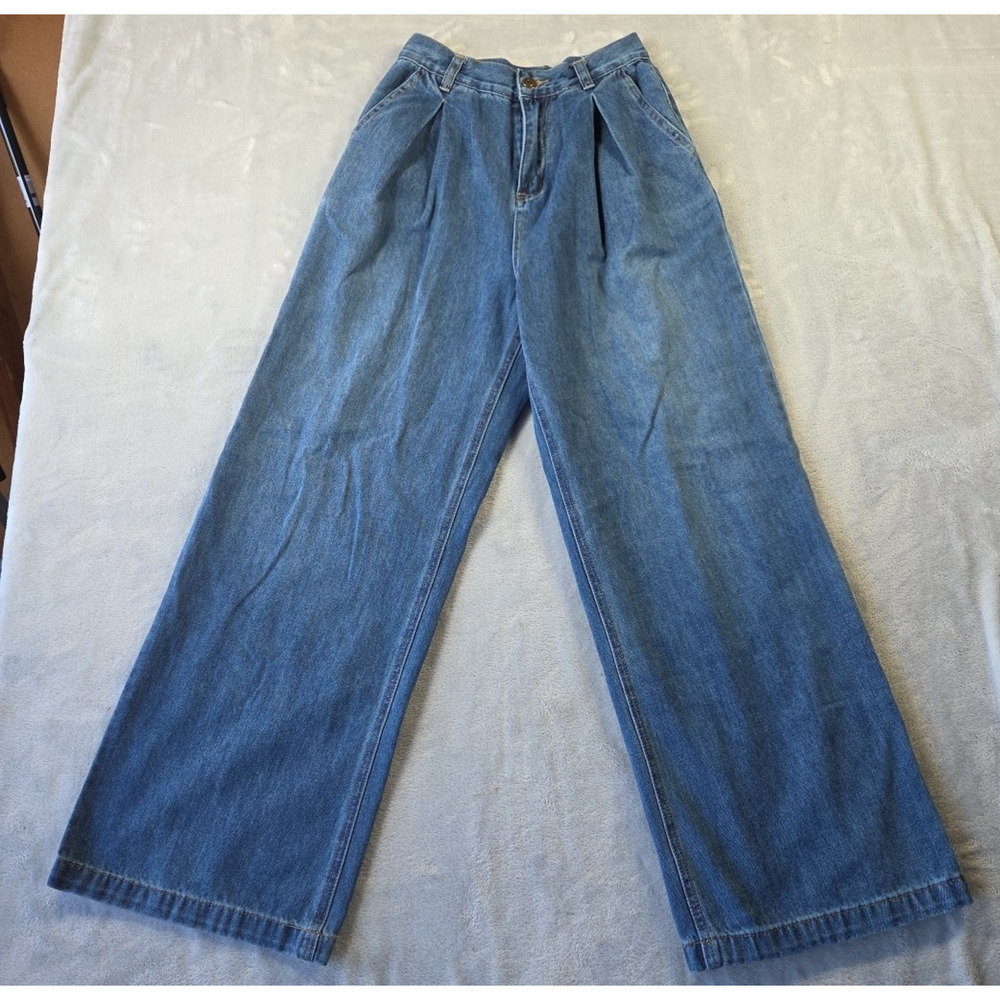 Sage Jeans Women's Sz Sm 24X28 Wide Leg High Rise Pleated 1049